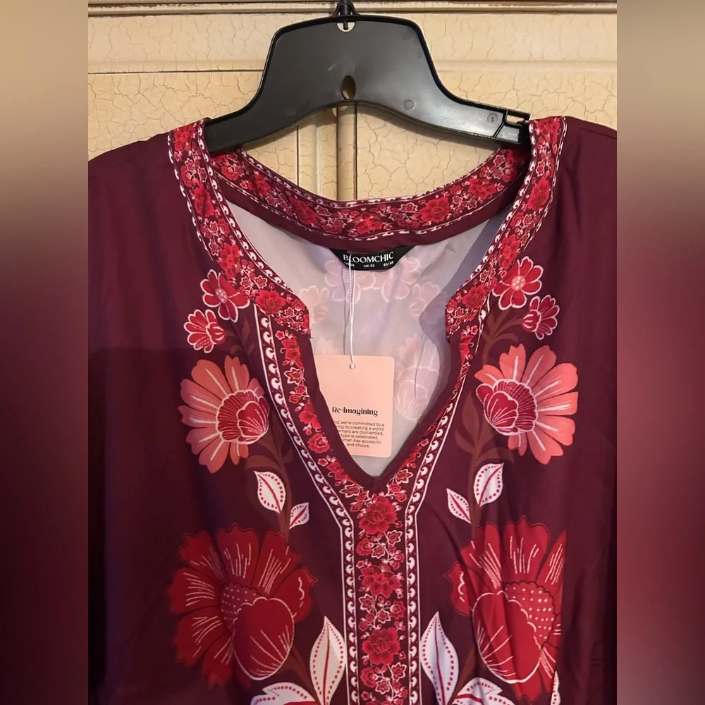 NWT BloomChic 28 boho Burgundy Dress - Picture 3 of 5